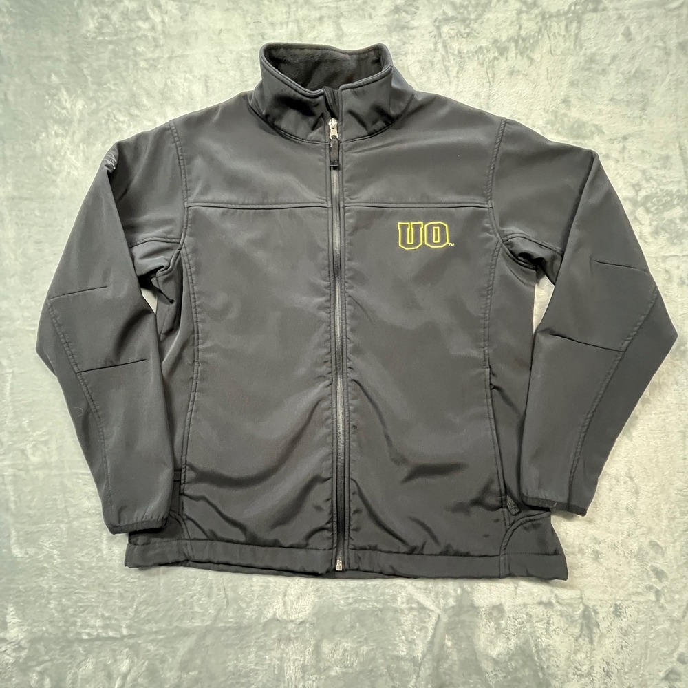 Oregon Ducks Jacket Women Large Black Softshell Fleece Lined Granyte